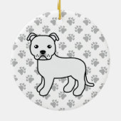 White Staffordshire Bull Terrier Cute Cartoon Dog Ceramic Tree Decoration (Back)