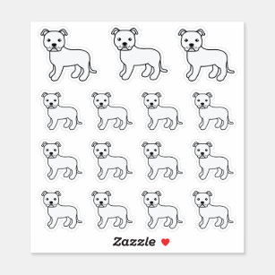White Staffordshire Bull Terrier Cute Cartoon Dogs