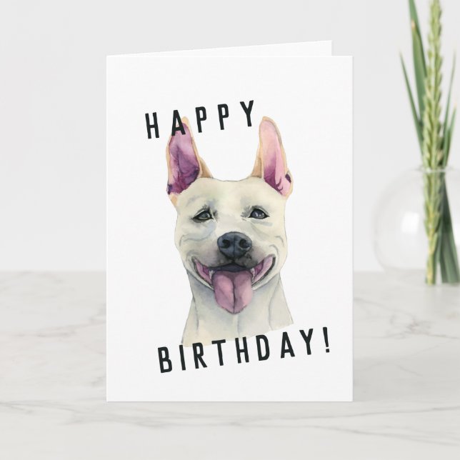 White Staffordshire Bull Terrier Dog | Birthday Card (Front)