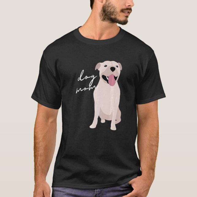 White Staffordshire Bull Terrier Dog Mum Woman T-Shirt (Front)