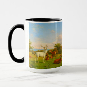 White Stag Deer In Open Field Nature Wildlife Mug