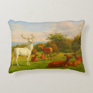 White Stag Deer Open Field Nature Wildlife Decorative Cushion