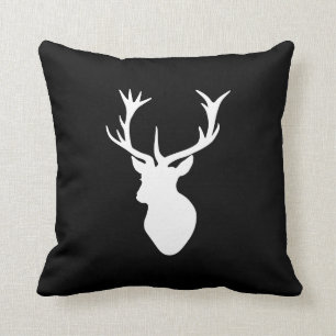 White Stag Head Cushion