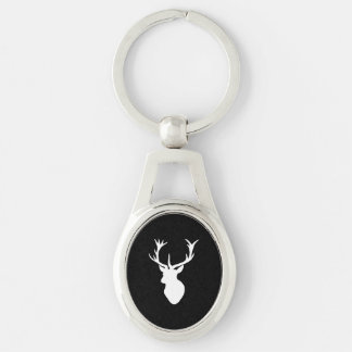 White Stag Head Key Ring