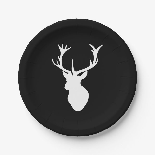 White Stag Head Paper Plate (Front)