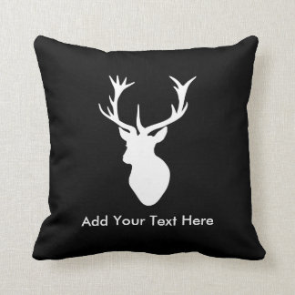 White Stag Head with Antlers Cushion