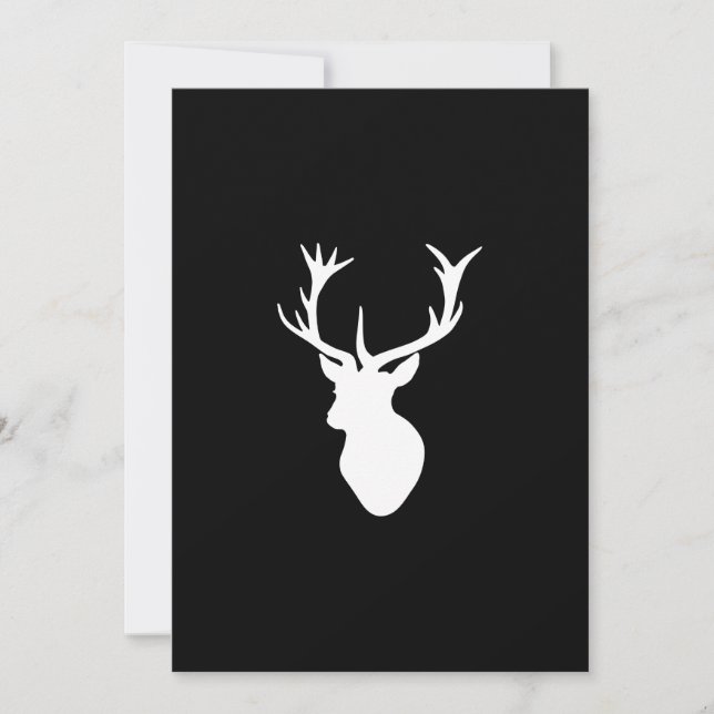 White Stag Head with Antlers Invitation (Front)