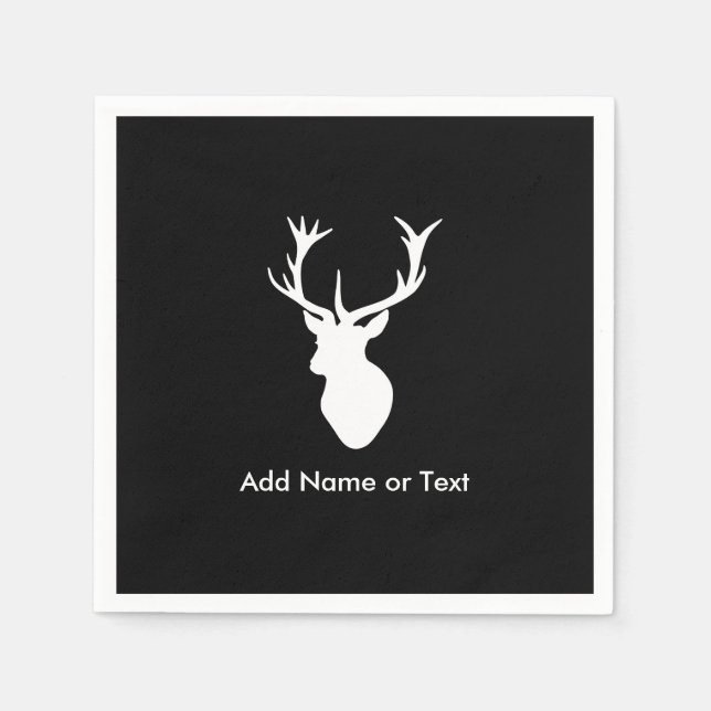 White Stag Head with Antlers Napkin (Front)