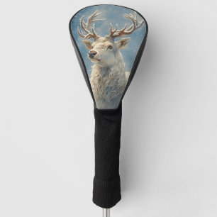 White Stag Portrait Mystical Winter Art Golf Head Cover