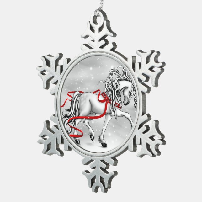 White Stallion Christmas Ornament (Right)