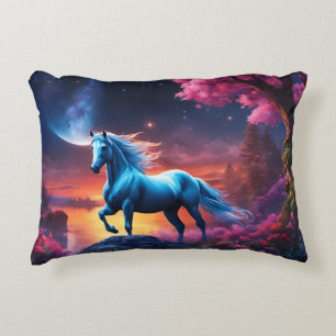 White Stallion Fantasy Pink Garden Decorative Cushion