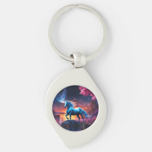 White Stallion Fantasy Pink Garden Key Ring