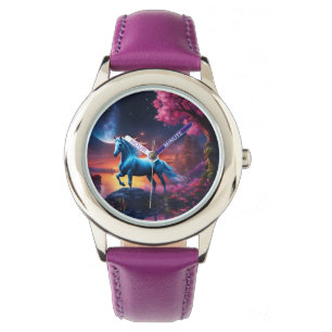 White Stallion Fantasy Pink Garden Watch