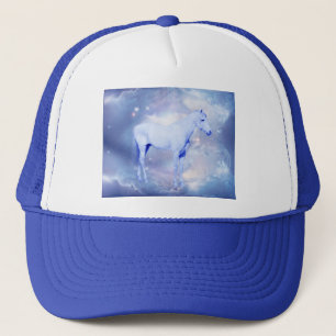 White stallion fantasy trucker hat