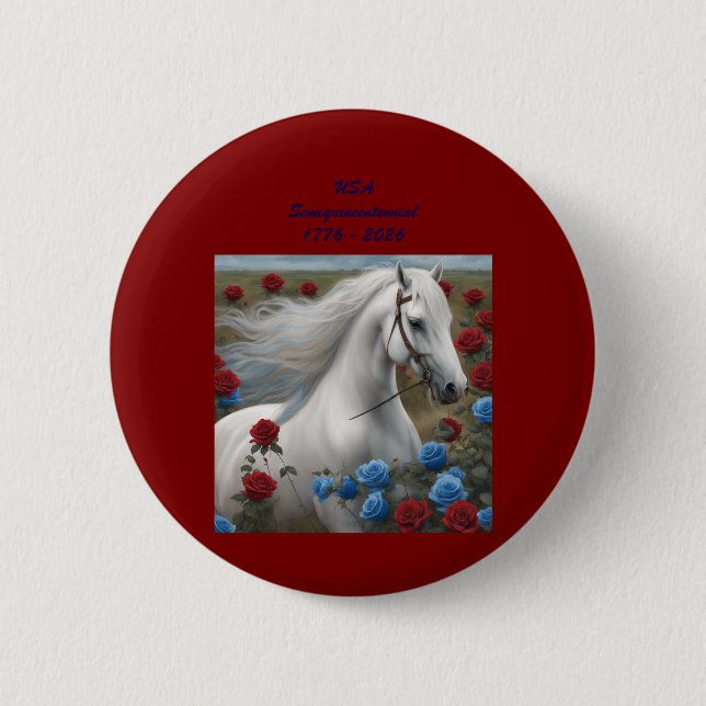 White stallion Semiquincentennial button (Front)