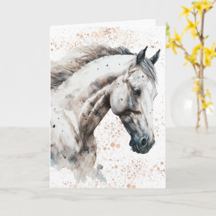 White Stallion   Watercolor Design   Greeting Card