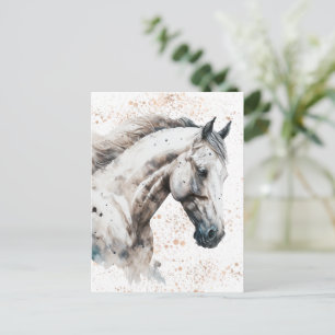 White Stallion   Watercolor Design   Post Card