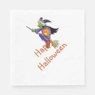 White Standard Luncheon Napkin/Flying Witch Napkin