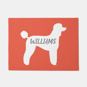 White Standard Poodle Dog Silhouette Personalised Doormat