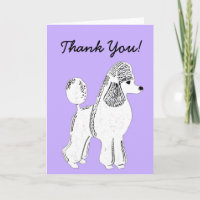 White Standard Poodle Lavender Thank You Card