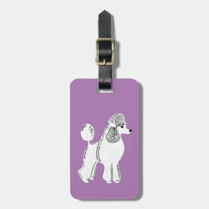 White Standard Poodle Lilac Luggage Tag