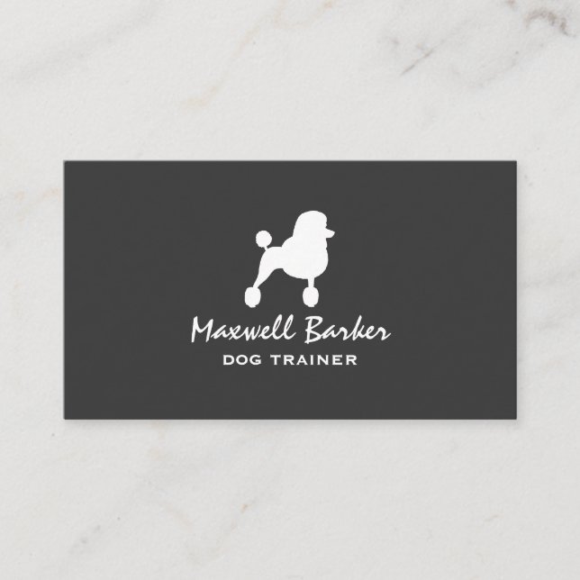 White Standard Poodle Silhouette Business Card (Front)