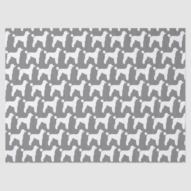 White Standard Poodle Silhouettes Pattern Tissue Paper (Front)