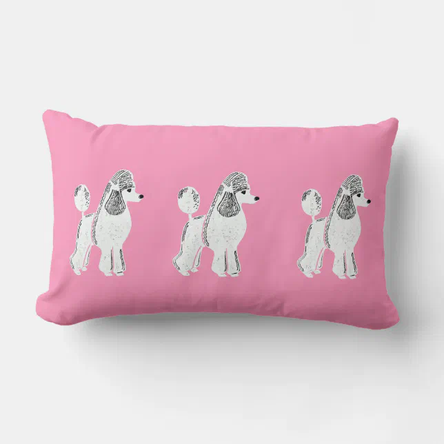 White Standard Poodles Pink Lumbar Pillow Zazzle