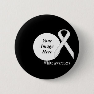 White Standard Ribbon by Kenneth Yoncich 6 Cm Round Badge