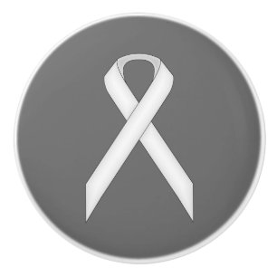 White Standard Ribbon by Kenneth Yoncich Ceramic Knob