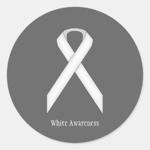 White Standard Ribbon by Kenneth Yoncich Classic Round Sticker