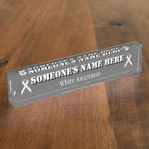 White Standard Ribbon by Kenneth Yoncich Nameplate