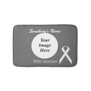 White Standard Ribbon Tmpl by Kenneth Yoncich Bath Mat