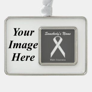 White Standard Ribbon Tmpl(H-I) by Kenneth Yoncich Silver Plated Framed Ornament