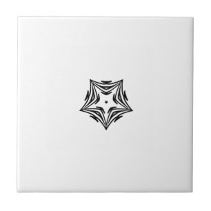 White star black outline white background tile