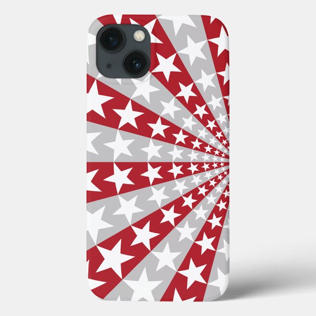 White Star Case-Mate iPhone Case (A phone case with a pattern of red and gray stripes radiating from the center!)