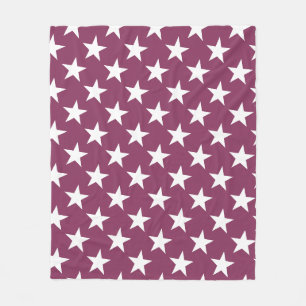 White Star Chic Bordeaux Colour Design Modern Star Fleece Blanket
