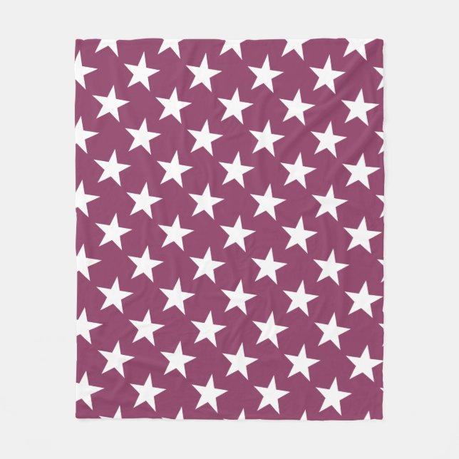 White Star Chic Bordeaux Colour Design Modern Star Fleece Blanket (Front)