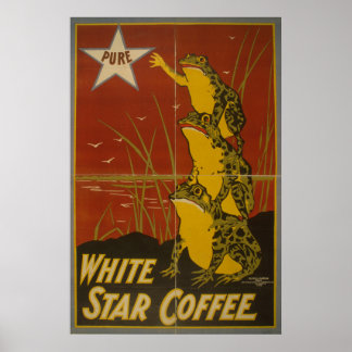 White Star Coffee Vintage Frog Poster