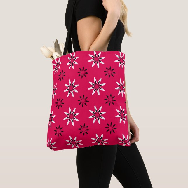 White Star Floral Tote Bag (Close Up)
