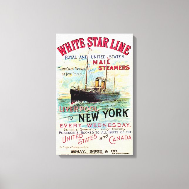 WHITE STAR LINE OCEAN MAIL STEAMER CANVAS PRINT (Front)