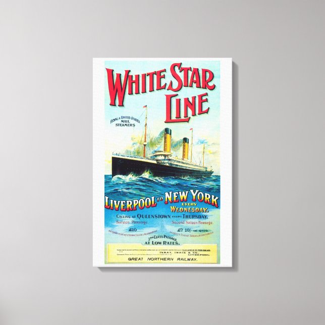 WHITE STAR LINE OCEAN MAIL STEAMER CANVAS PRINT (Front)
