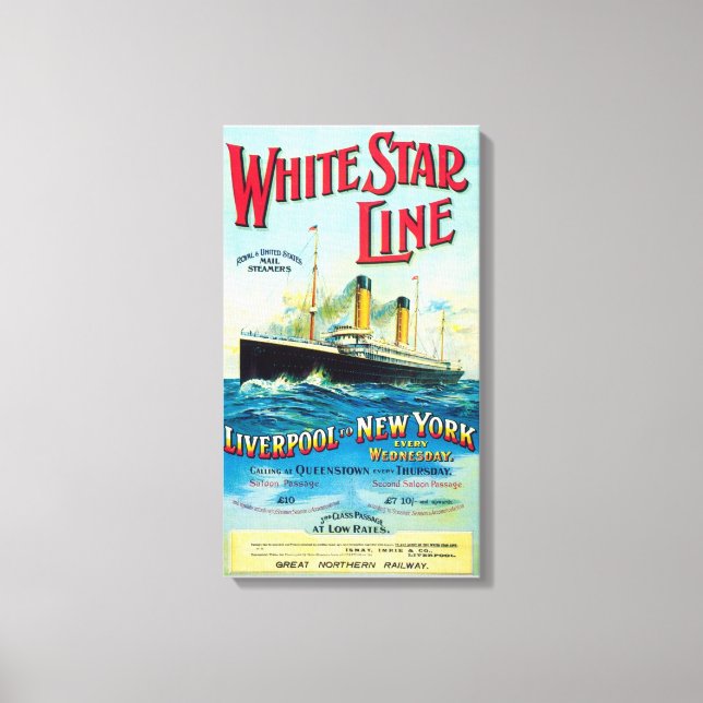 WHITE STAR LINE OCEAN MAIL STEAMER CANVAS PRINT (Front)