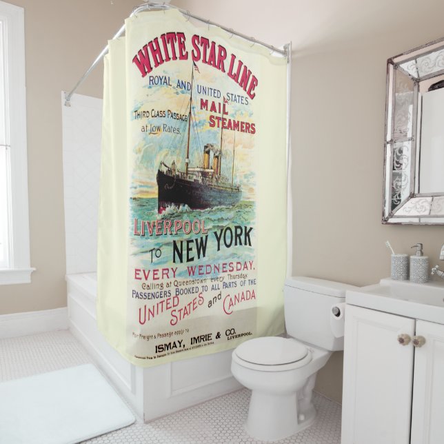 WHITE STAR LINE OCEAN MAIL STEAMER SHOWER CURTAIN (In Situ)