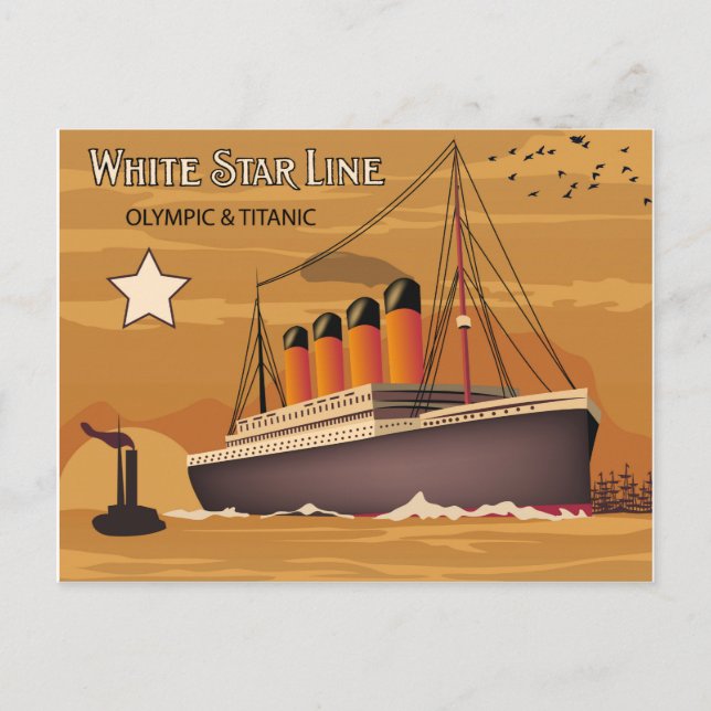 White Star Line, Olympic and Titanic Oversea Ship Postcard (Front)