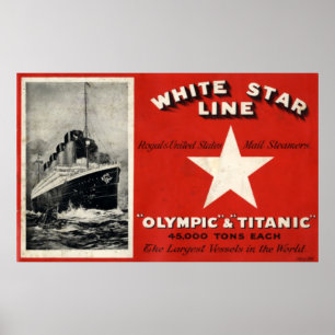 White Star Line Olympic and Titanic Poster