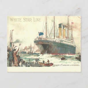 White Star Line R.M.S. Cedric leaves Liverpool Postcard