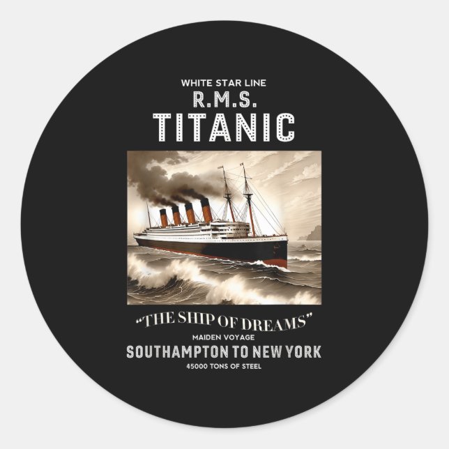 White Star Line Rms Titanic Ship Boys Kids Men  Classic Round Sticker (Front)