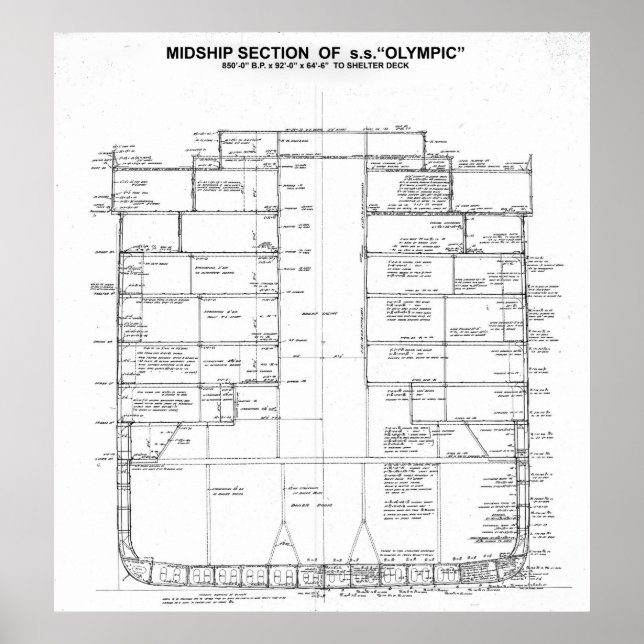 White Star Line S.S. Olympic Half Section 1913 Poster (Front)