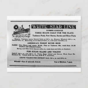 White Star Line Summer Schedule Tashmoo Park Postcard